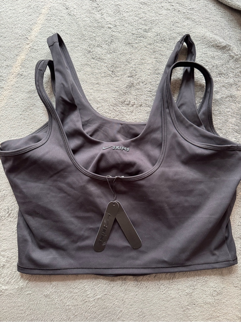 Nike x SKIMS Women's Double-Strap Scoop Bra in the color Obsidian size 2x